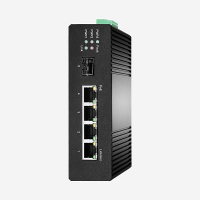 China Interruptor de IP30 100mbps PoE con 4 puertos Ethernet 1 SFP 44-57V DC en venta