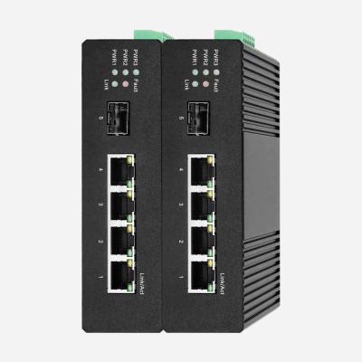 China EMC-bescherming Aluminium Gigabit Industrial Smart Switch met 4 RJ45 en 1 SFP Te koop