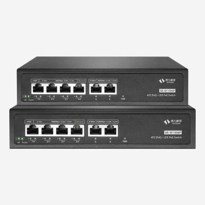 Chine 6 ports câblés 4 PoE RJ45 100Mbps Commutateur Ethernet avec puissance PoE 60W et type de média de réseau en cuivre à vendre