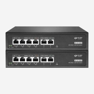 China 6 puertos RJ45 Conmutador Ethernet PoE no administrado de 100M con indicadores LED y potencia PoE de 60W en venta