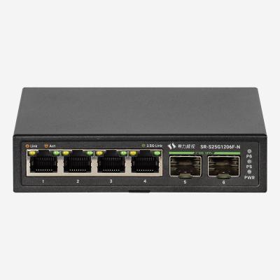 China 12W 60Gbps Externe 9K Jumbo Frame 2.5G Ethernet Switch met 4 2.5G en 2 10G SFP+ poorten Te koop