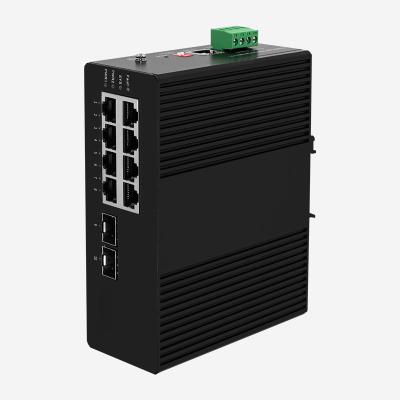 China 56Gbps Switching Capacity Industrial 10gb Switch DC Power Supply 8 Gigabit RJ45 And 2 10gb SFP+ Port en venta