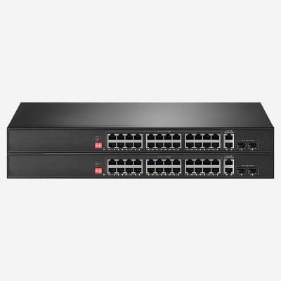 Cina Potenza totale di 300W, 26 porte Gigabit e 100M Unmanaged Ethernet Switch con porte SFP 2GE in vendita