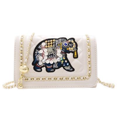 China Lady Hot Sale Shoulder Bags Girls Women Black White Leather Animal Cross - Body Clips Purse Key Card Wallet Ladies Phone Purse for sale