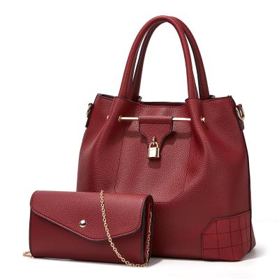 China Lady New Fashion Ladies Large Tote Bag Capacity Women's Handbags Red Bag With Wallet Hot Sale Purse 2 in 1 for sale