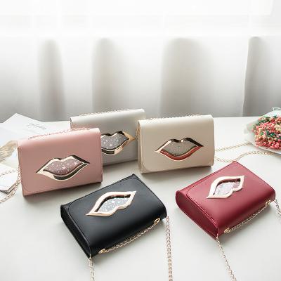 China Lady New Arrival Wholesale RTS Ladies PU Leather Handbags Purse Lip Pattern Cross - Body Bags For Women for sale