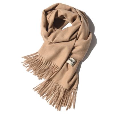 China Soft Winter Casual Warm Scarf Shawls Tassel Solid Color Scarf Cashmere Monochrome Shawl For Women for sale