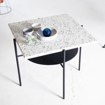 China Coffee Table Terrazzo Table and End Center Terrazzo Table Square Black Marble Top Side Table for sale