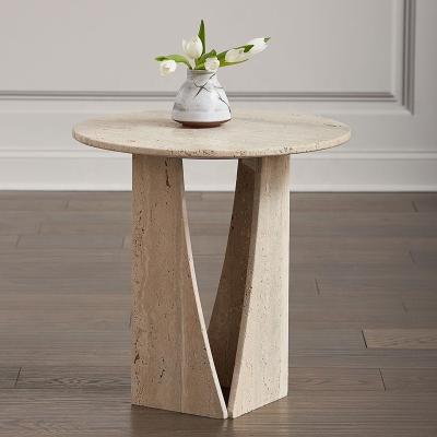 China Modern Stone Villa Living Room Coffee Tables Round Lid Stone Furniture Luxury Travertine Coffee Table for sale