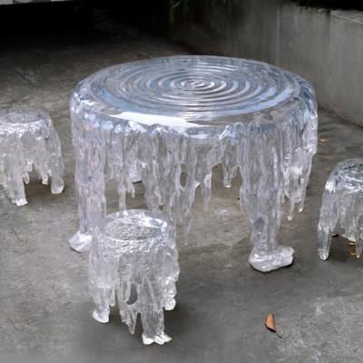 China Modern coffee table transparent acrylic icicle Small table clear resin glass like art high-end table with Nordic coffee table for sale