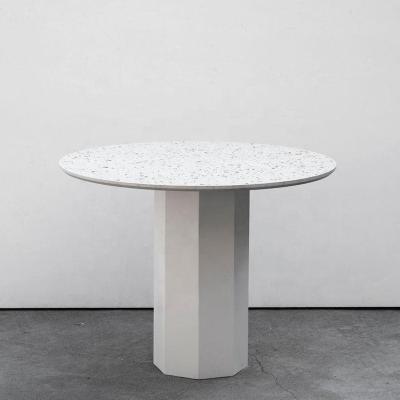 China Modern Luxury Modern Dining Table Sets Round Living Room Furniture Terrazzo White Stone Dining Table for sale