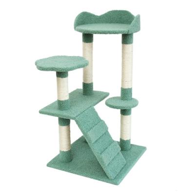 China Viable Manufacturers Sell Slide Type Natural Sisal Climbing Frame Large Scratcher Cat Treehouse Tower for sale