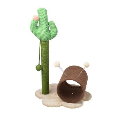 China Viable Wholesale Cute Cactus Cat Cave Cat Climbing Frame Mushroom Striping Mail Kitten Tree for sale