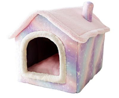 China Medium Pet Stored Cat Tent House For Small Winter Puppy Villa Dog Kennel Warm Collapsible Pet Bed for sale