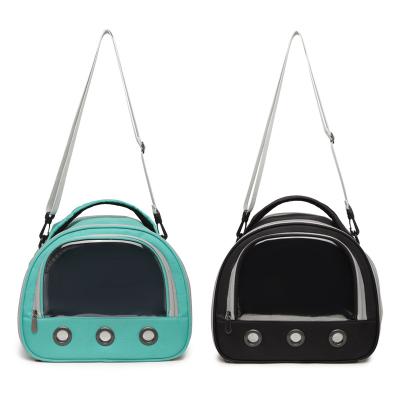 China Breathable New Design High Quality Green And Oxford Cloth Black PVC Dog Harness Pet Bag for sale