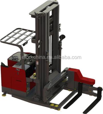 China Garment Shops 1000kg 1500kg Capacity VNA 3 Way Narrow Pallet Stacker Aisle Forklift for sale