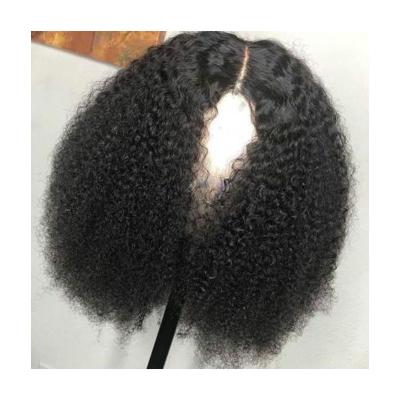 China Hd Transparent Kinky Curly Lace Frontal Closure Curly Wave Hair Wig With Elastic Band for sale