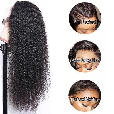 China New Design Body Wave Transparent Black Lace Headband Kinky Curly Hair Wigs For Women for sale