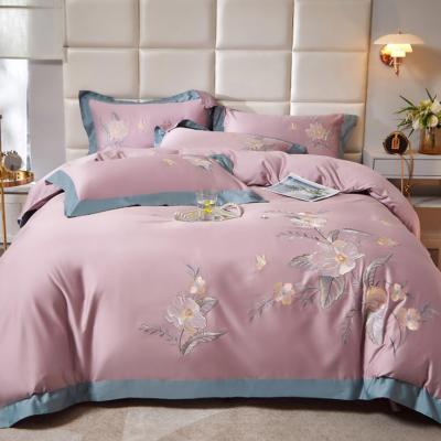 China Long-staple Anti-static Lightweight Luxury Naked Pure Cotton Embroidered Comforter Cover Four-Piece Set Sheets for sale