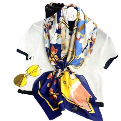 China Designer Custom Pure Hijab Balanciaga Silk Scarf Women Silk Scarves Manufacturer Printed Floral Square Shawl Silk Shawl for sale