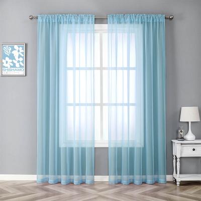 China Manufacturer Custom Polyester European Fashion Voile Fabric Romantic Luxury Modern Curtains Washable For Bedroom Windows Blue Curtain for sale