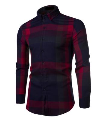 China Mens Anti Shrink Long Sleeve Button Down Formal 100% Cotton Flannel Shirt for sale