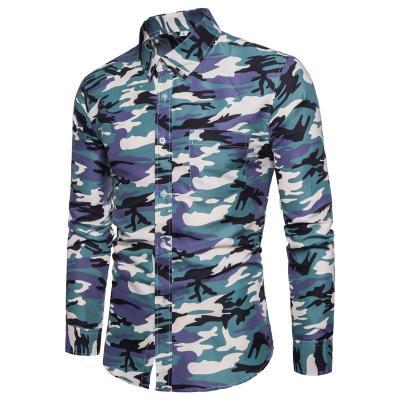 China Luxury Stylish Men's Custom Camouflage Autumn Breathable Heavy Cotton Spring All Over Print Work Shirts for sale