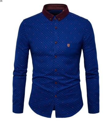 China Anti Shrink Custom Button Down All Over Print Polka Dot Designated People Shirt for sale