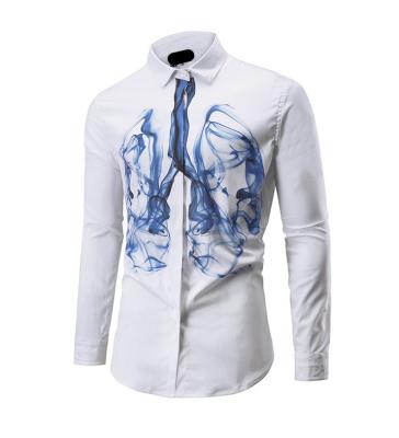 China Anti-pilling high guality white print style slim fit shirt for mens custom for sale