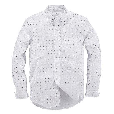 China Men's Breathable Oversized Clothing Dot All Over Printed Design Custom Cotton Button Down Dress Shirts for sale