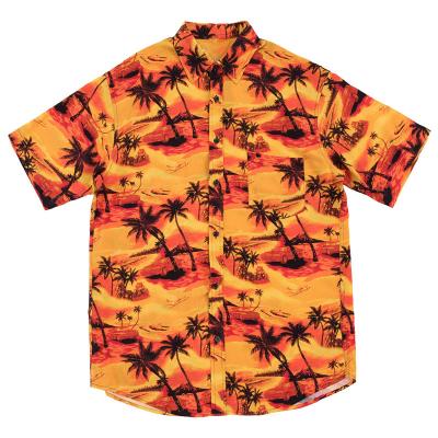 China High Quality Breathable Short Sleeve Loose Fit Coconut Tree All Over Print Custom Button Up Hawaiian Shirt For Men for sale