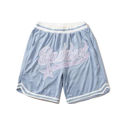 China Custom Design QUICK DRY Sublimated 100% Poly Quilted Embroidery Mesh Basketball Shorts for sale