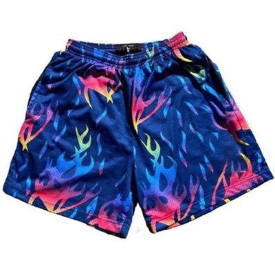 China New Arrival QUICK DRY All Over Fire Pattern Vintage Mens Printed Shorts Shaping Shorts for sale