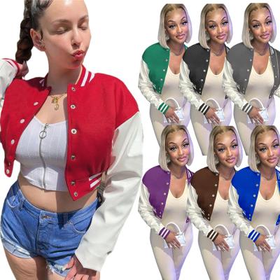 China Wholesale Antibacterial Single Breasted PU Quilting Cropped Slim Coats And Jackets Women Baseball Uniform for sale