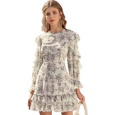 China Breathable Bubble Printed Womens Long Sleeve Dress for sale