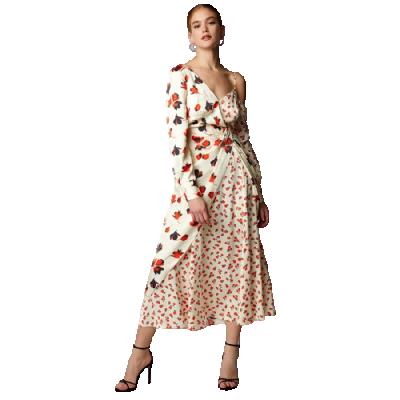 China Breathable Women's Printed Dress Long Sleeve Dress for sale