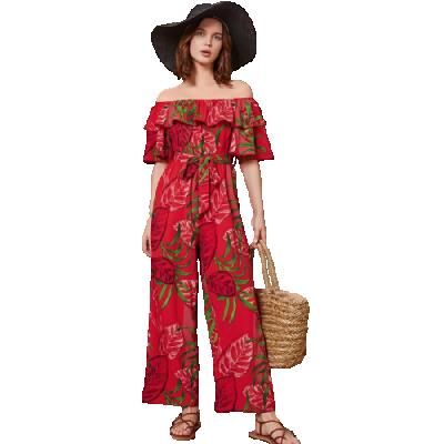 China Breathable Women's Printed One-shoulder Overalls For Summer 2021 for sale