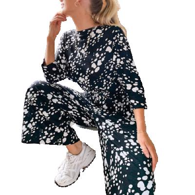 China Breathable women'sjumpsuit printed splash-ink wavy jumpsuit for sale