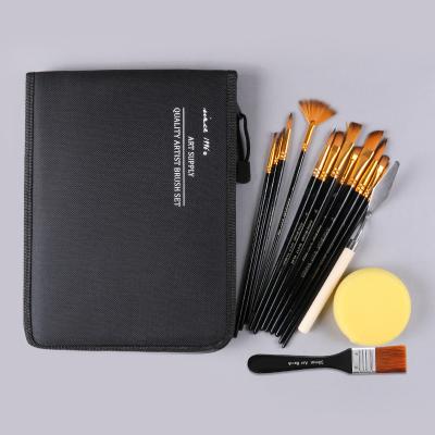 China Artist Painting Professional 17pcs Paint Brush Set Prefect for Watercolor Acrylic Oil Painting with Carry Case Sponge Palette Knife for sale