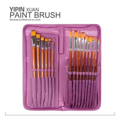 China Wholesale Private Label 9pcs Nylon Artist Nylon Brush Fine Wooden Handle Hair Set for sale