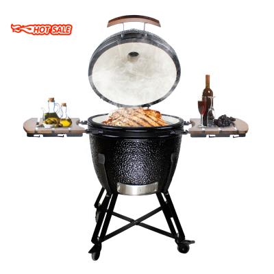 China Adjustable Size SEB KAMADO/STEEL EGG BARBECUE 23.5 Inch Large Black Charcoal Egg Ceramic Grill Smoker for sale