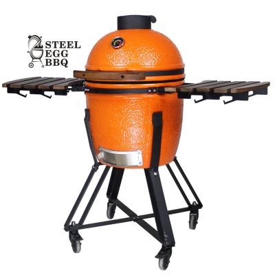 China Adjustable Size EGG STEEL BBQ Oudoor Cooking BBQ Grill SEB KAMADO 18 Inch Orange Ceramic Pellet Wood Smoker for sale