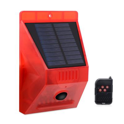 China Wireless Remote Control Solar Powered Motion Sensor Security Alarm Warning Light With Remote Control for sale