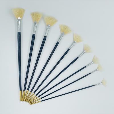 China Professional Dark Blue Wooden Handle 9pcs Aluminum Tube Watercolor Paint Stiffeners Hair Watercolor Paint Brush Set for sale