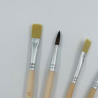 China Wholesale High Quality Artist Wood Aluminum Brush Pig Tube Pig Tube 10pcs Oil Painting Factory Mixed Shape Artist Brush For Artist for sale