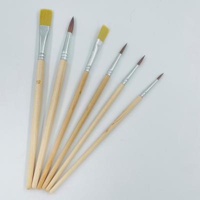 China 2022 Different Hair Aluminum Tube Handle Wooden Handle Watercolor Paint Brush Gold Oil Paint Brush For Artist Oil Painting Paint Brush for sale