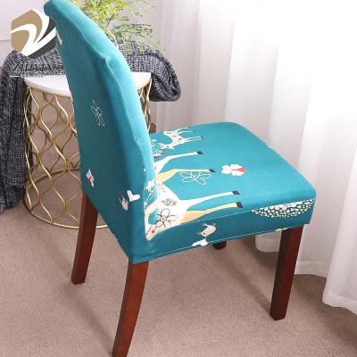 China Amazon Hot Sale Simple Floral Printed Polyester Spandex Dining Sofa Chair Cover Stretch For Dining Chairs for sale