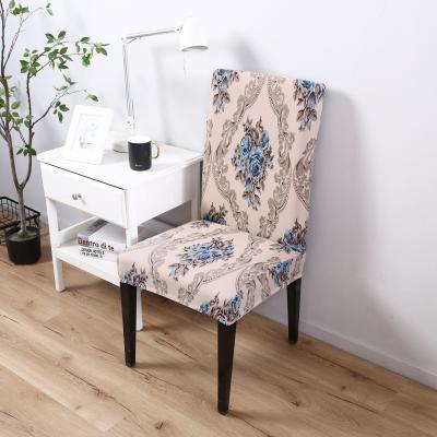 China Simple Home Decoration Printed Spandex Stretch Chair Covers Removable Dining Chair Cover Washable for sale