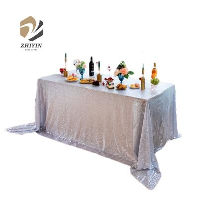 China Sequin Mesh Embroidery Polyester Party Wedding Waterproof Tablecloth for sale