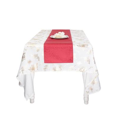 China Jacquard Wholesale Good Quality Banquet 3d Jacquard PCT Tablecloth Waterproof Fabric for sale